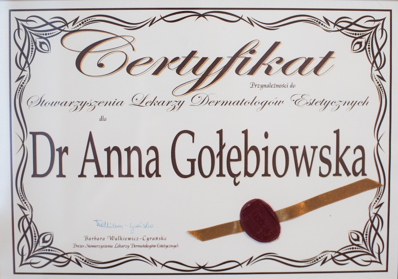certyfikat dermatolog gdańsk